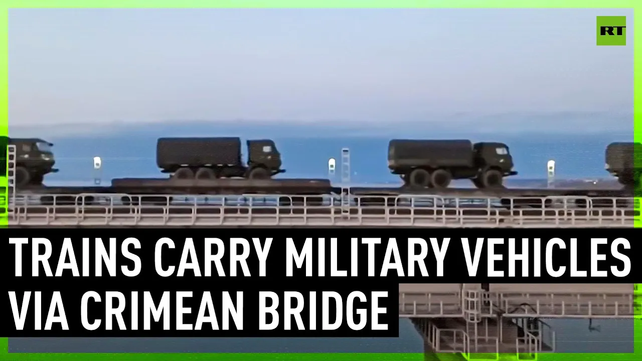 Trains With Military Vehicles Pass Crimean Bridge