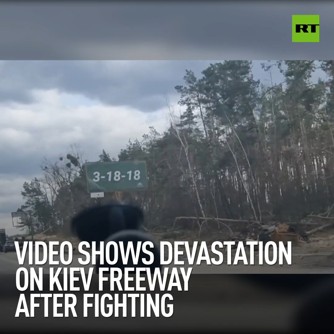 Devastation on Kiev freeway after fighting