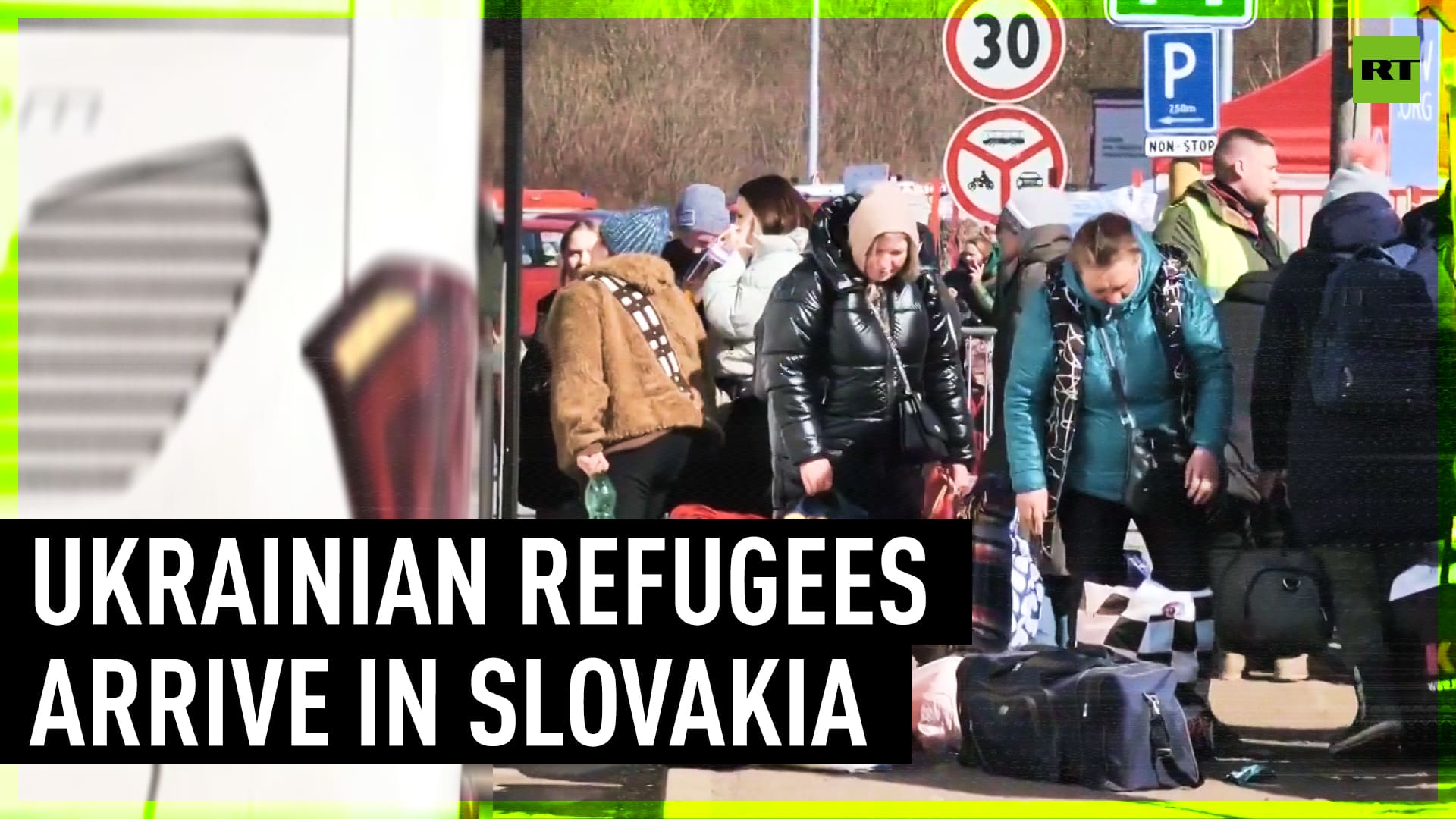 Ukrainian refugees arrive at Vysne Nemecke, Slovakia