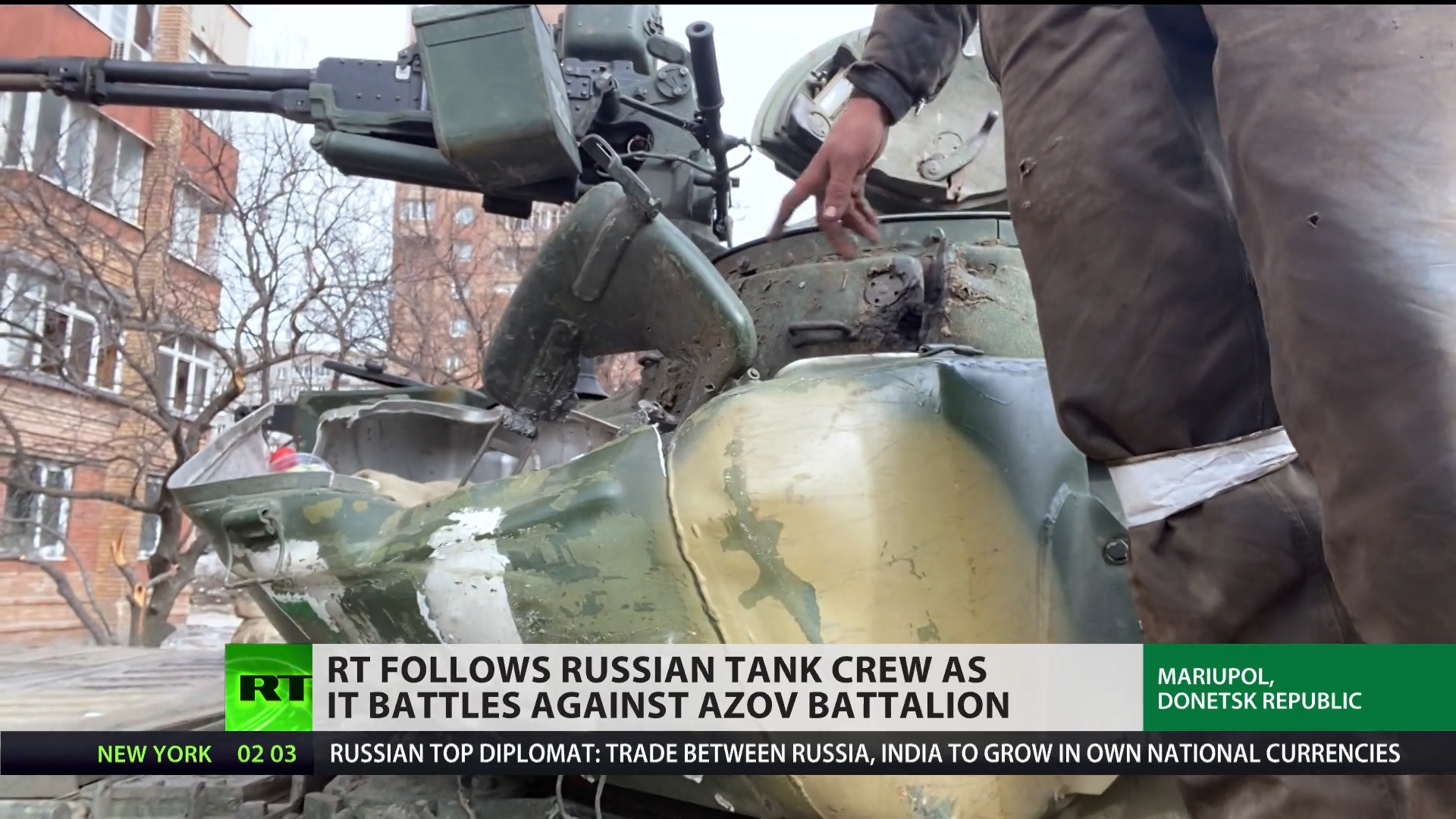 RT follows Russian tank crew as it battles Azov Battalion in Mariupol