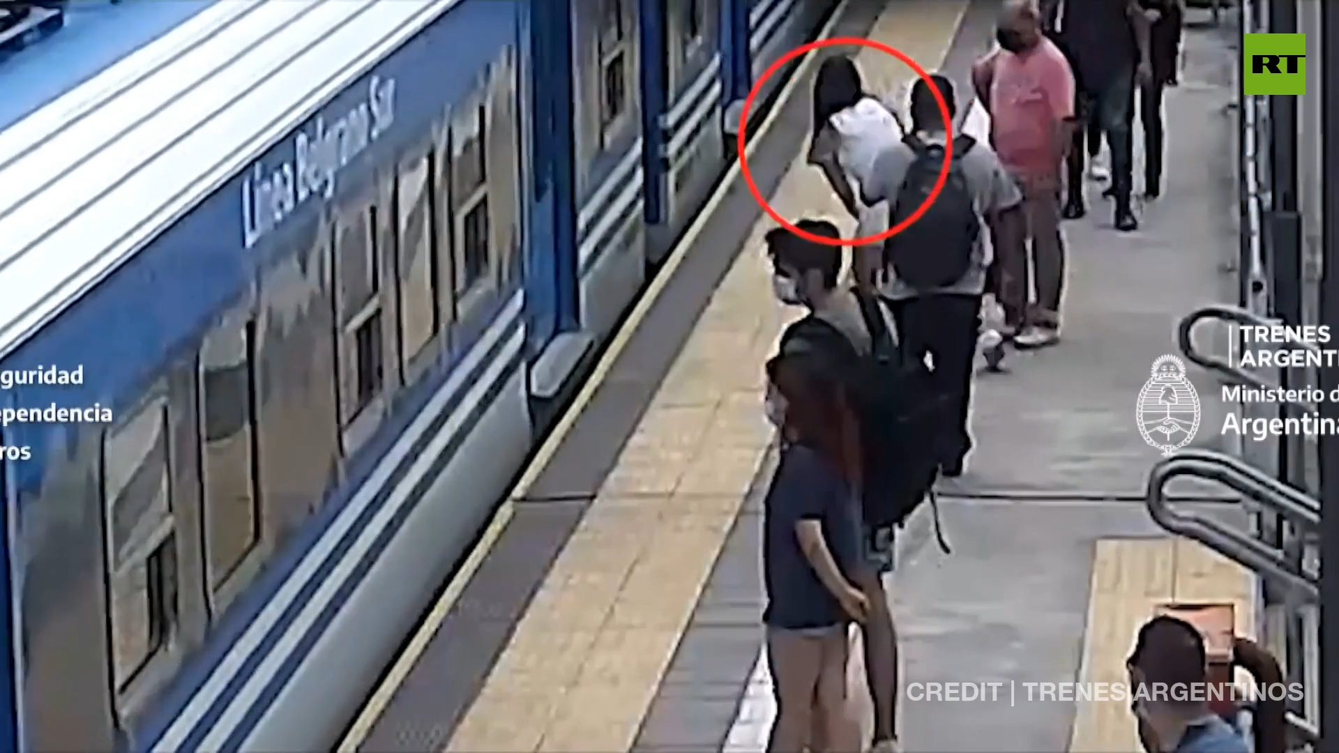 Argentinian woman cheats death after falling under train