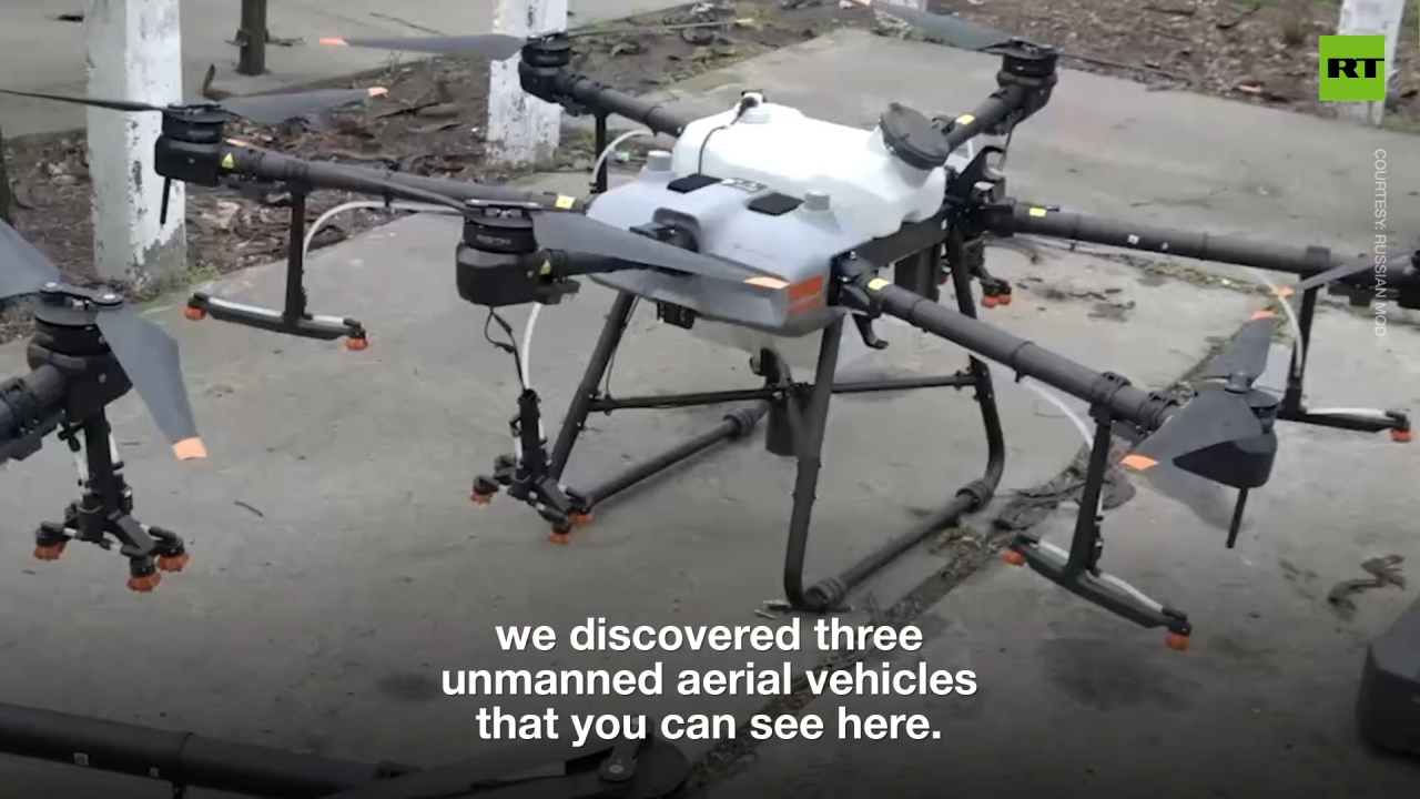 Drones with liquid tanks & sprayers discovered in abandoned Ukrainian base