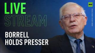 Borrell holds a press conference in a virtual EU Foreign Affairs Council meeting