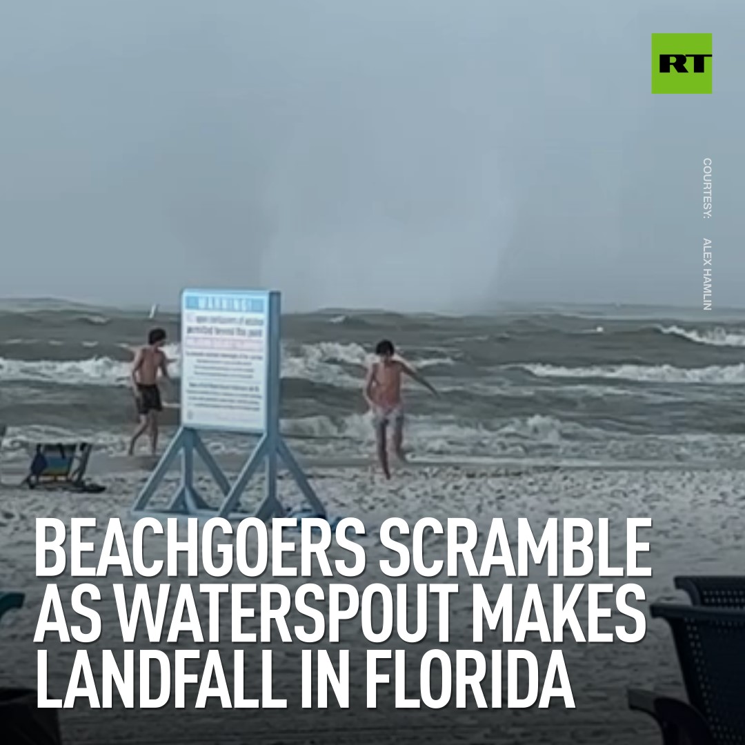 Beachgoers Scramble as Waterspout Makes Landfall in Florida