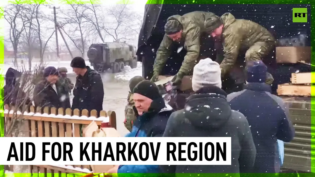 Russian servicemen deliver humanitarian aid to Kharkov region