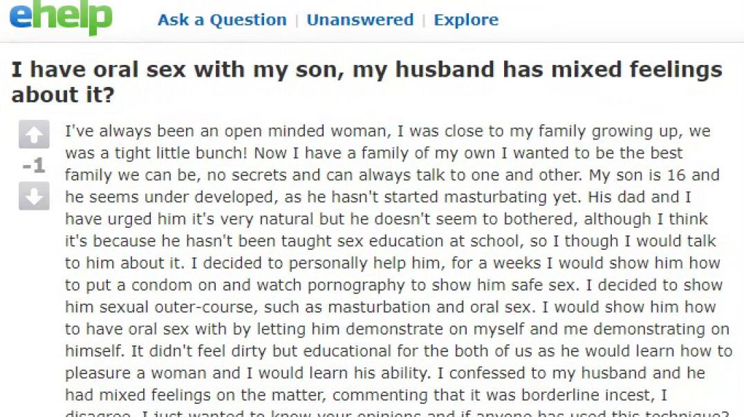 I have oral sex with my son