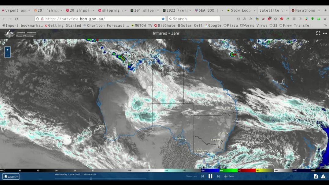 Zehr + Infrared - Slow Loop - Cloud Patterns and Temperatures Across Australia