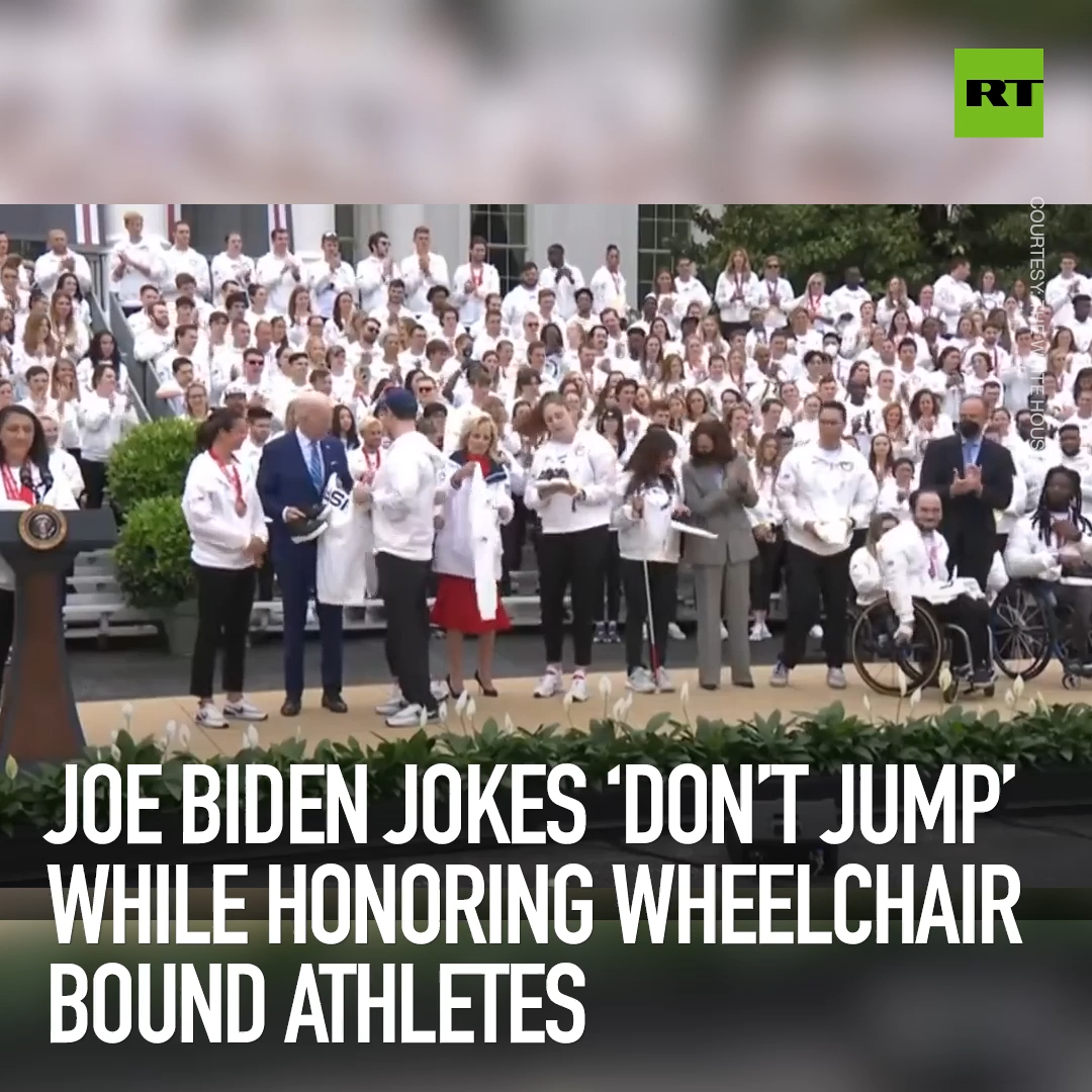 Joe Biden jokes ‘don’t jump’ while honoring wheelchair-bound athletes