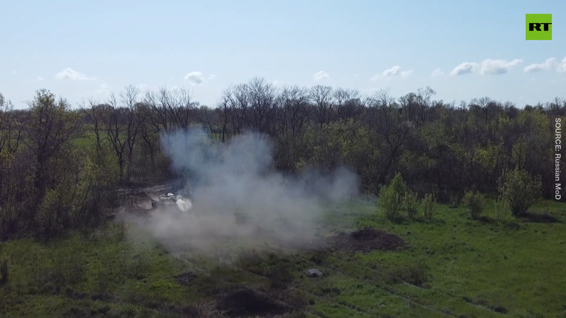 T-72B3 tanks fire at Ukrainian forces' positions in the LPR