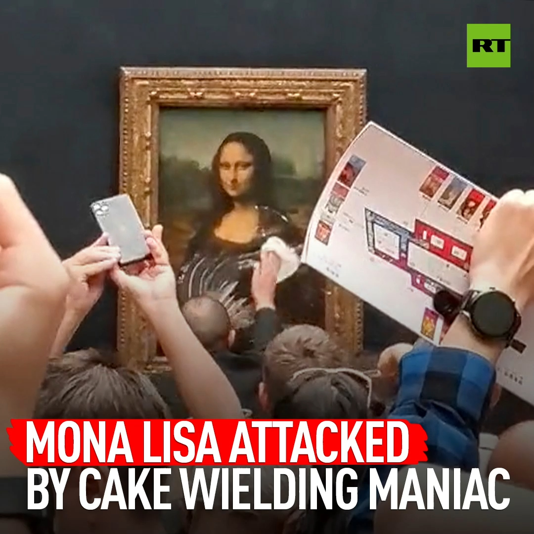 Mona Lisa attacked by cake wielding maniac