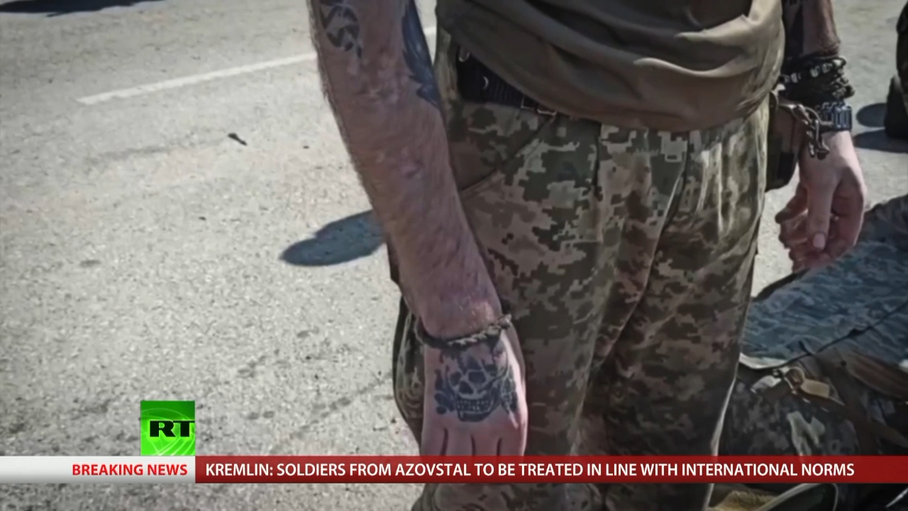 Surrendered Ukrainian soldiers in Mariupol have apparent Nazi tattoos