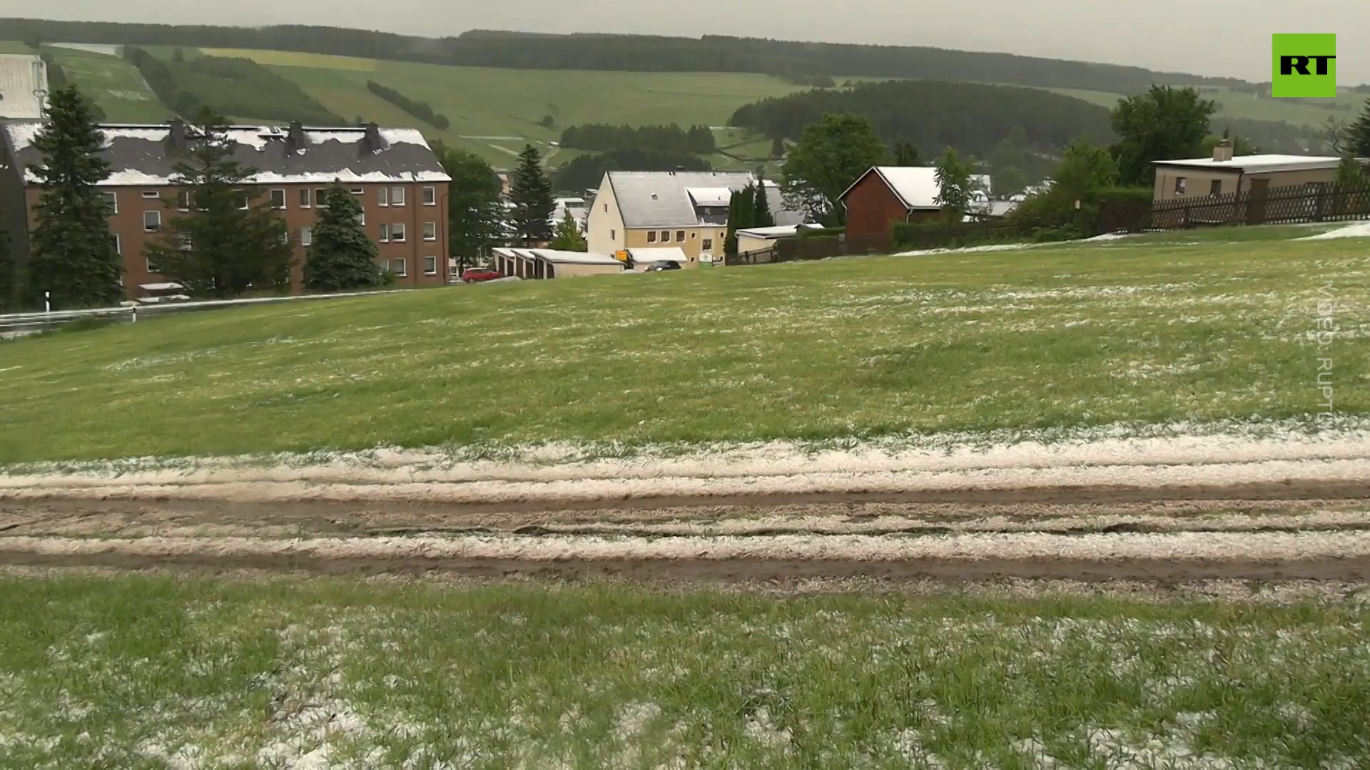 Hailstorm turns Germany's Sehmatal-Neudorf white