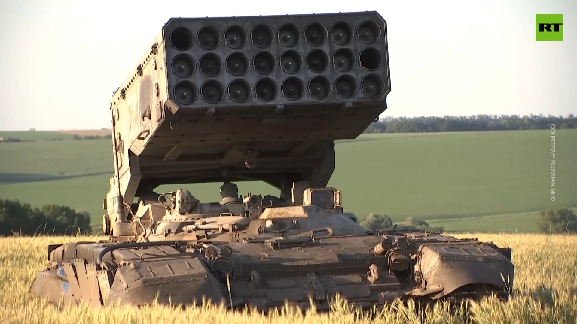 TOS-1A launcher fires thermobaric warheads amid Ukraine conflict