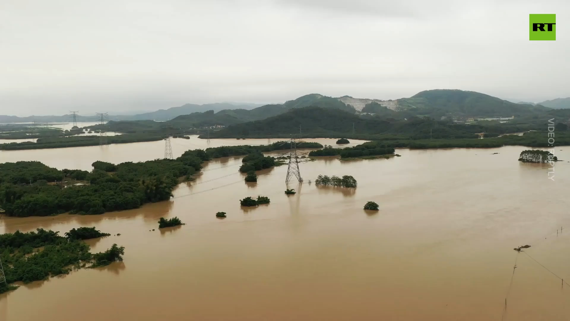 Gargantuan scale of Guangdong flooding captured by drone