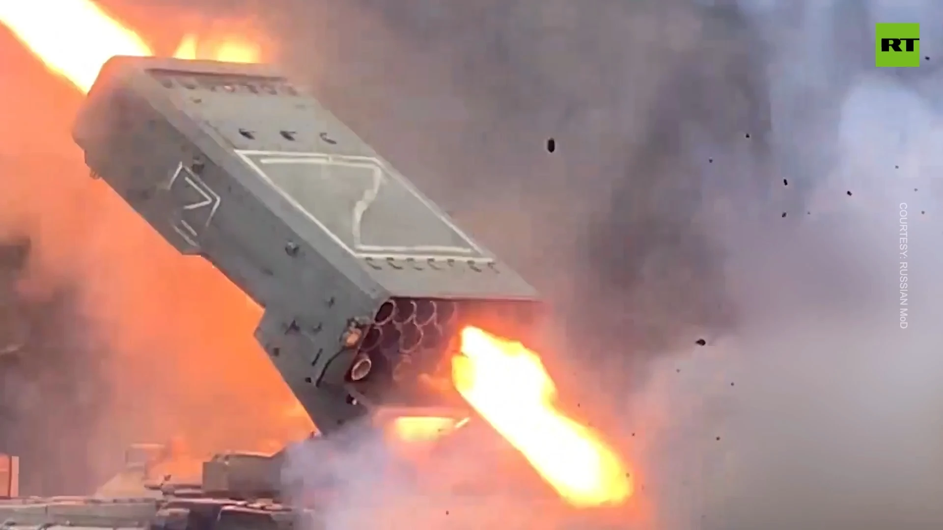 TOS-1A heavy flamethrower in combat amid Ukraine hostilities