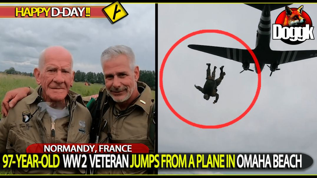 97-YEAR-OLD WW2 VETERAN JUMPS FROM A PLANE IN OMAHA BEACH.. (NORMANDY, FRANCE) >> HAPPY D-DAY BRO'S !! <&l