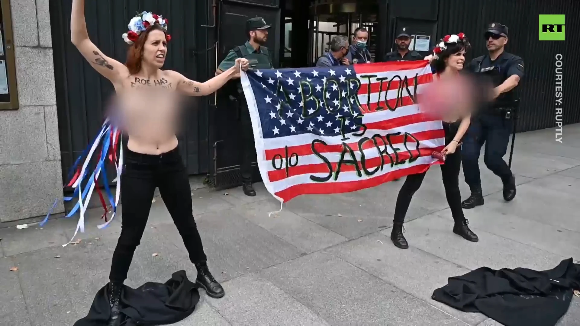 Femen activists in topless Roe v Wade protest