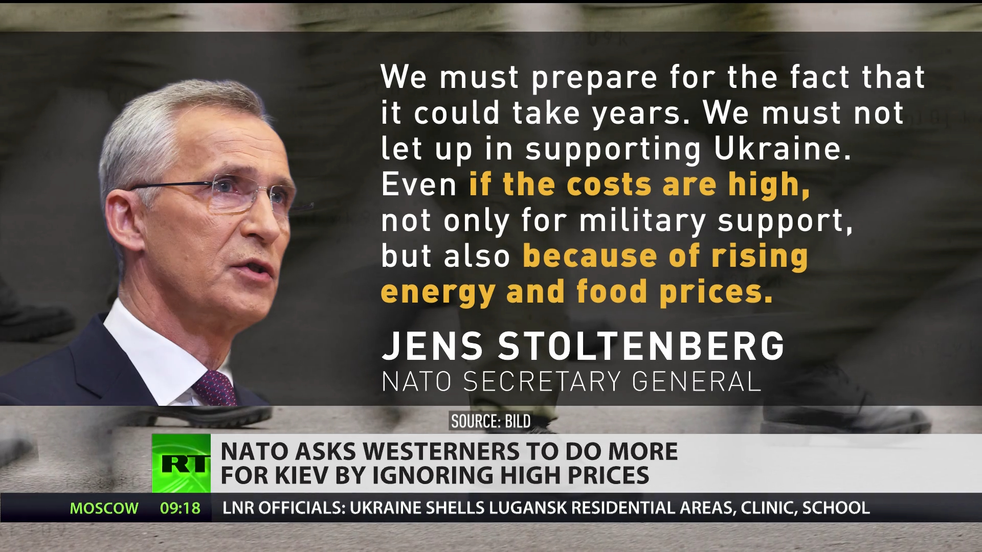 NATO urges Westerners to sacrifice their basic needs in Kiev's favor