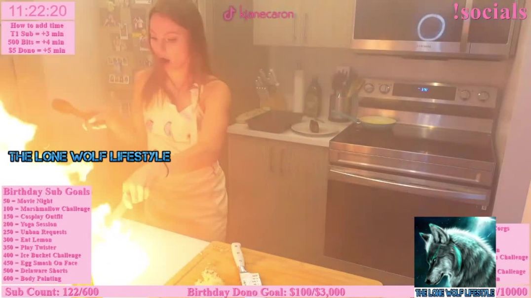Fire! Fire! Help! A woman panic's, when a fire breaks out, while live streaming her cooking show.