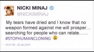 Screenshots of celebrity posts about cloning on their social media