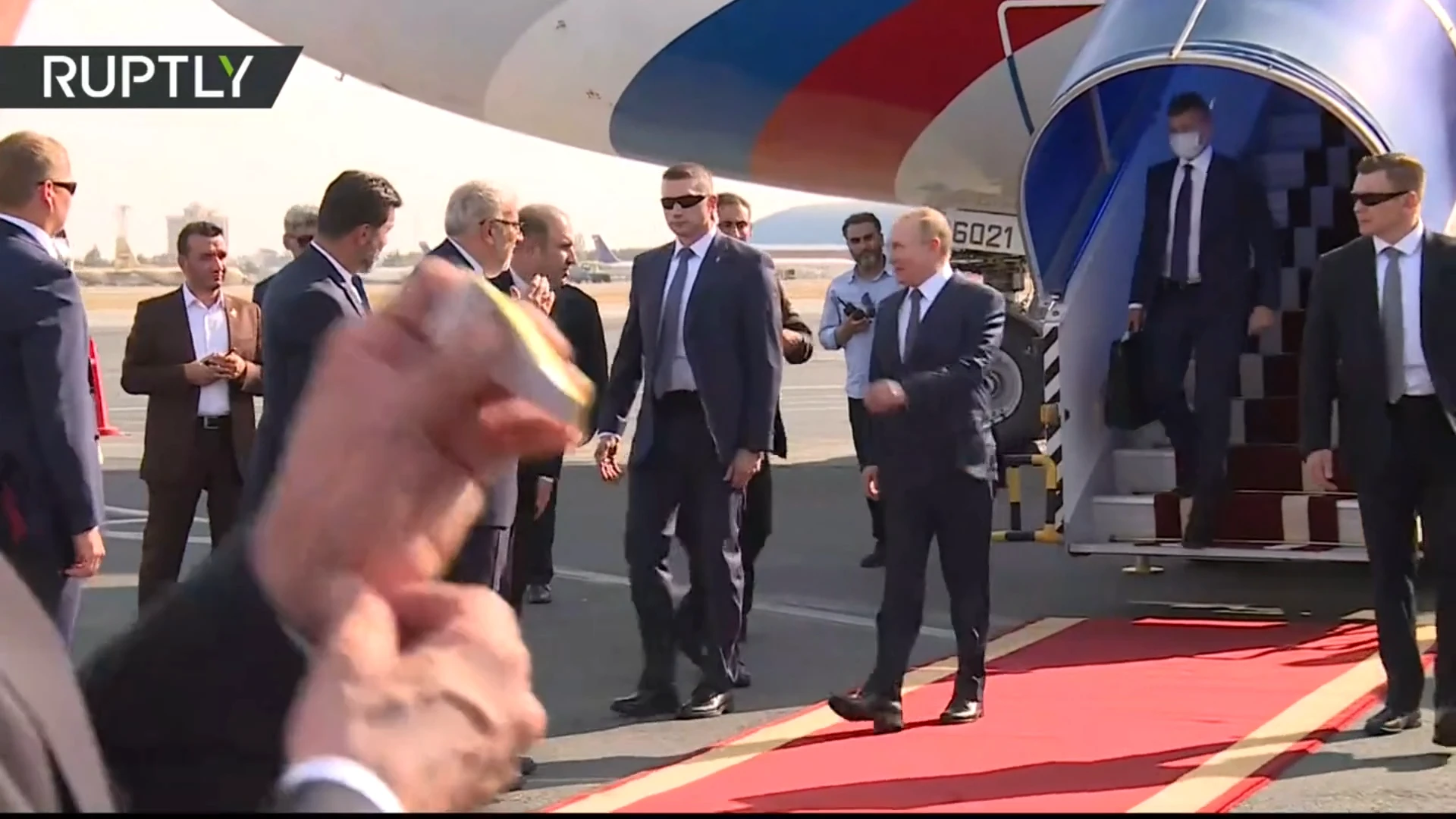 Putin arrives in Tehran for talks with Iranian and Turkish counterparts