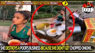 SHE DESTROYS A POOR'S BUSINESS BECAUSE SHE DIDN'T GET CHOPPED ONIONS.. (INDIA)