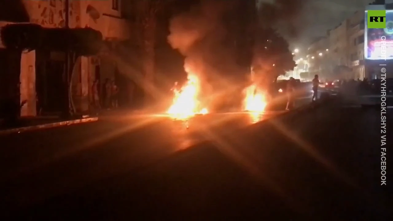 Tires on fire in Tripoli, Libya as protests persist