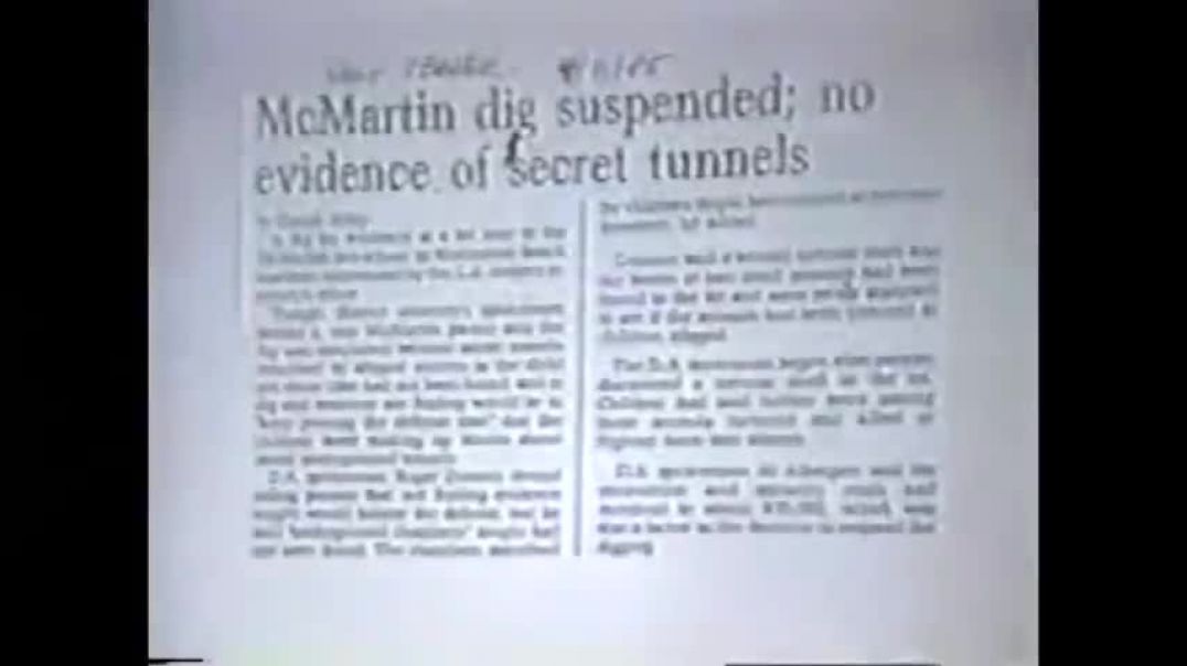 Ex FBI Head Ted Gunderson Talks About McMartin Preschool Tunnels