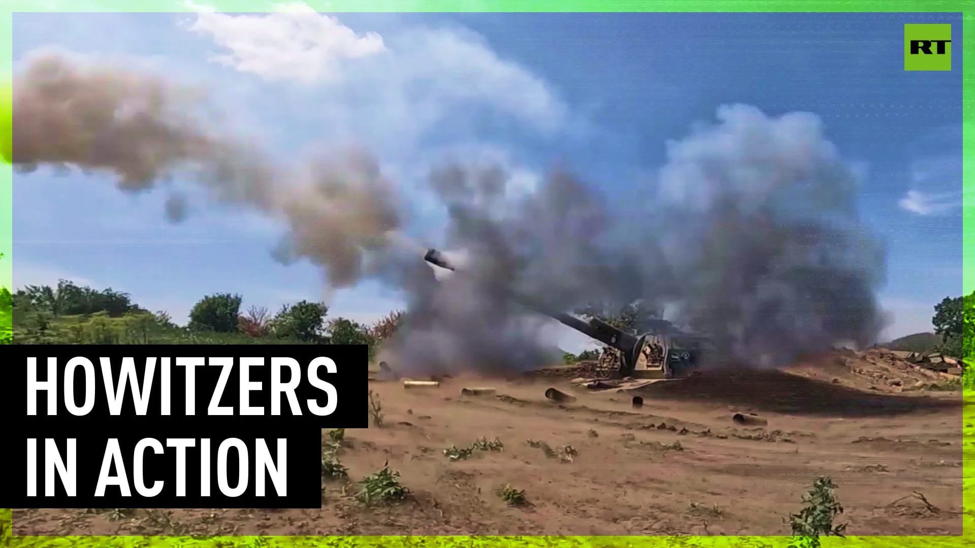 Msta-S self-propelled howitzers in action