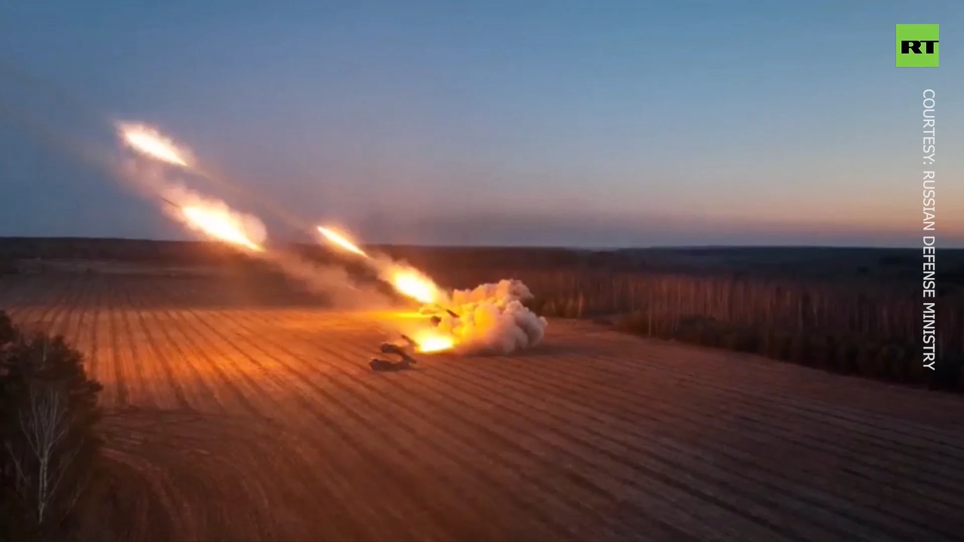 Russian Uragan MLRS on night-time combat mission