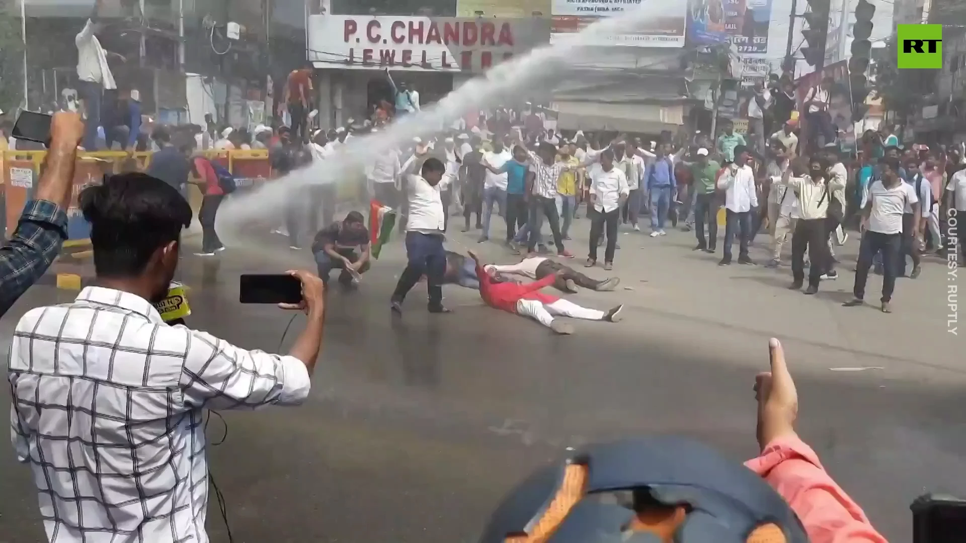 Indian police deploy water cannons to disperse protest in Patna