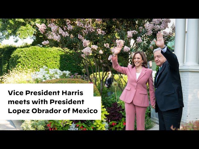 Vice President Harris and President Lopez Obrador of Mexico before a breakfast meeting.