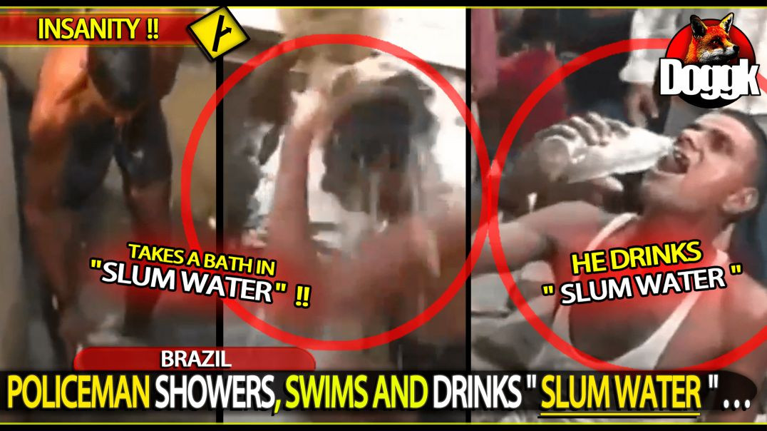 POLICEMAN SHOWERS, SWIMS AND DRINKS " SLUM WATER "... (INDIA)