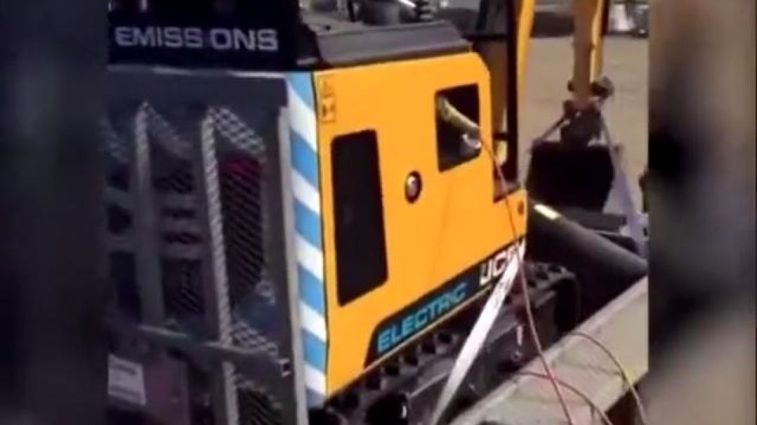 ELECTRIC mini digger works for 2 hours, then requites 8 hours on a diesel generator to fully charge