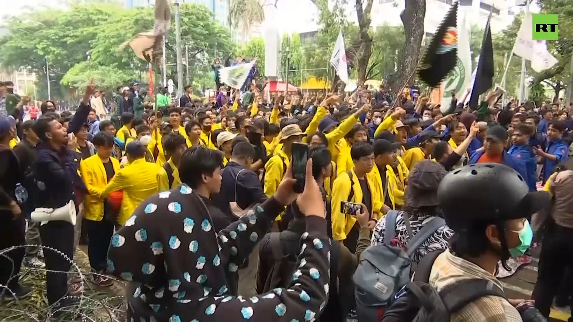 Students protest against fuel price hikes in Indonesia