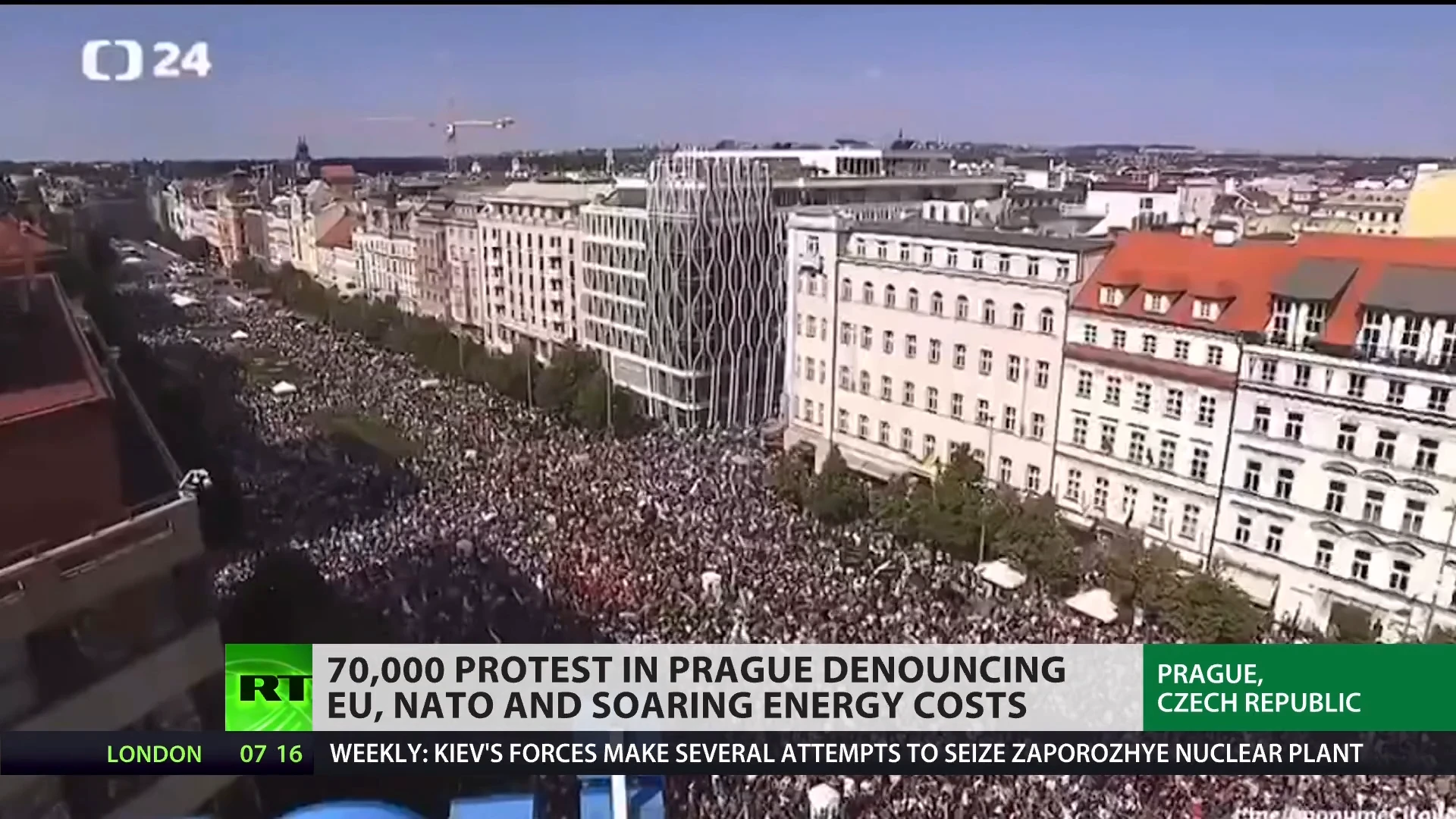 Massive protest against NATO, EU and soaring energy costs hits Prague