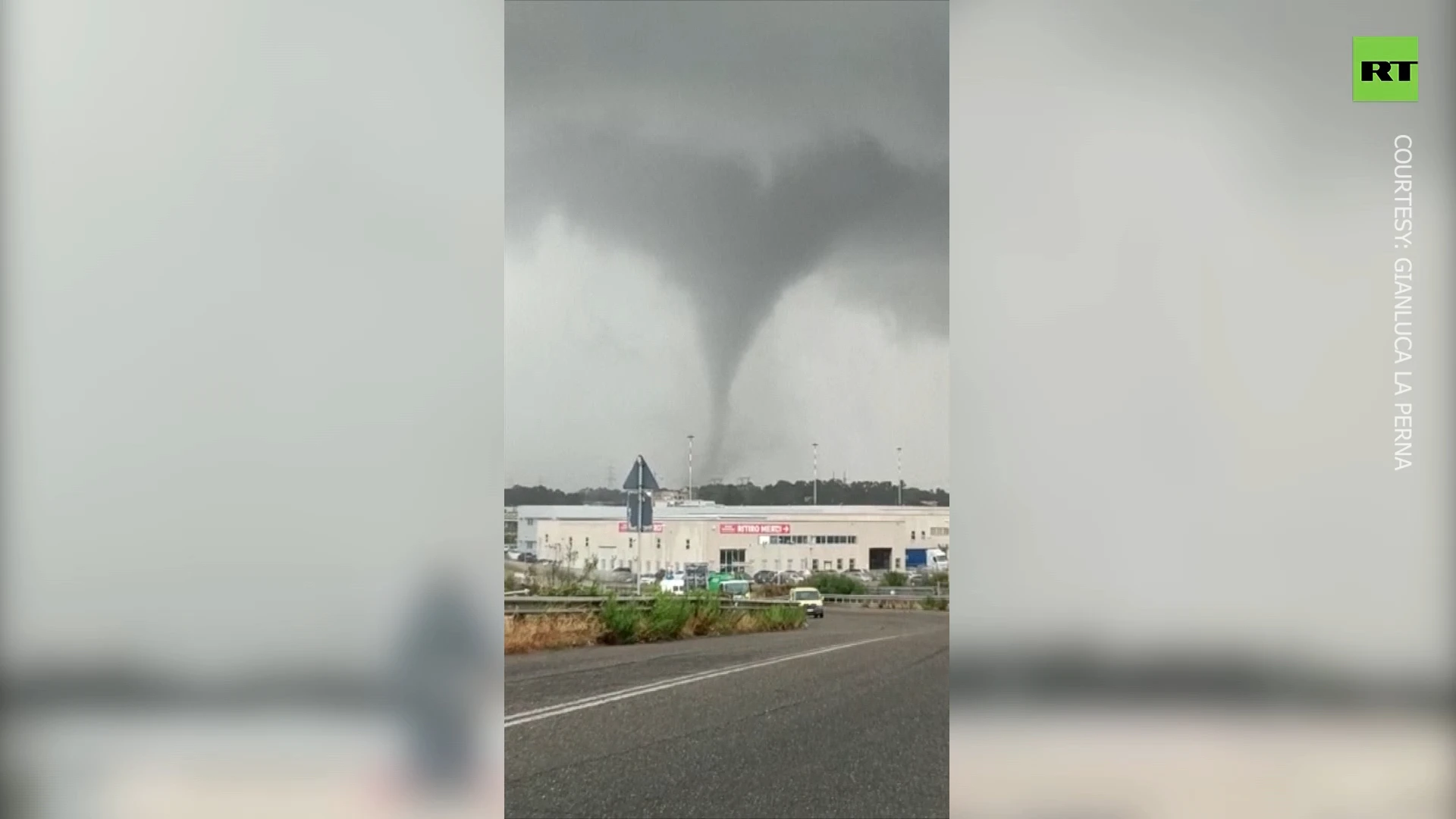 Tornado swirls in Italian port