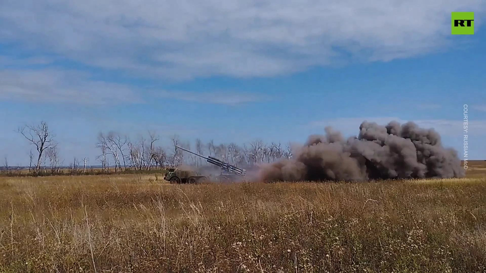 Uragan multiple rocket launcher crew conducts firing amid ongoing Ukraine hostilities