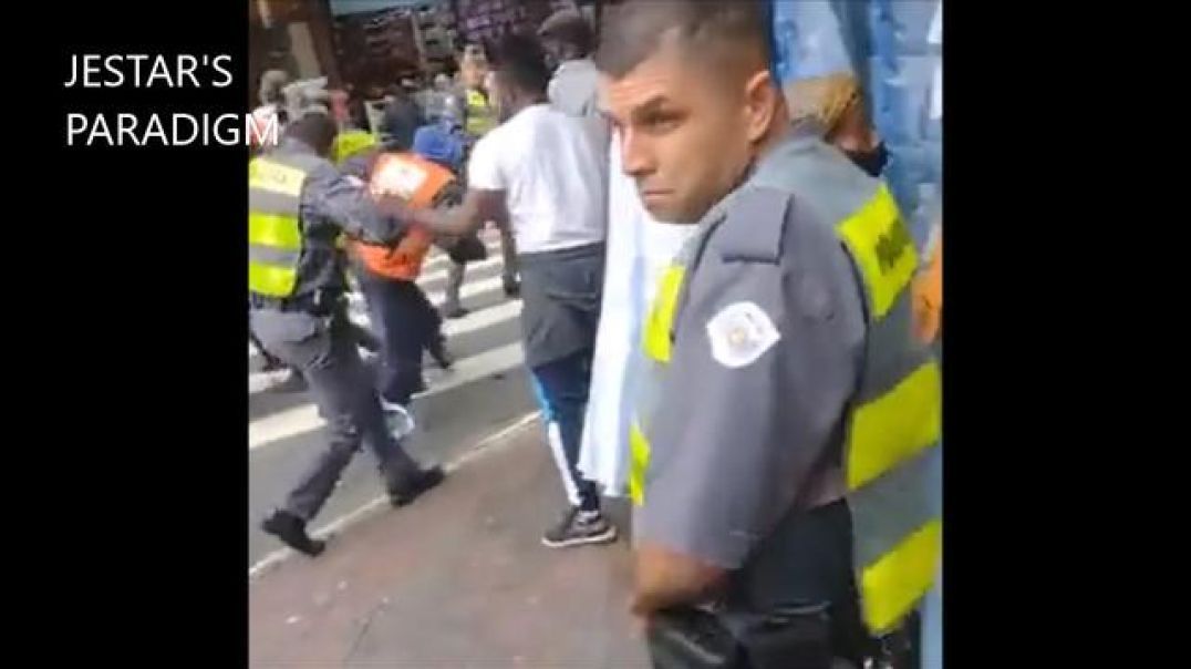 REVERSE POLICE BRUTALITY- POLICE HAVE BOTTLES THROWN AT THEM