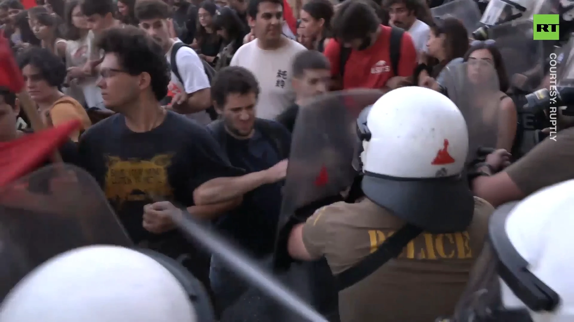 Students pepper sprayed in clashes with Athens police