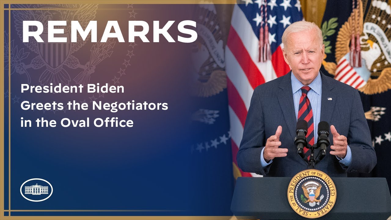 President Biden Greets the Negotiators in the Oval Office