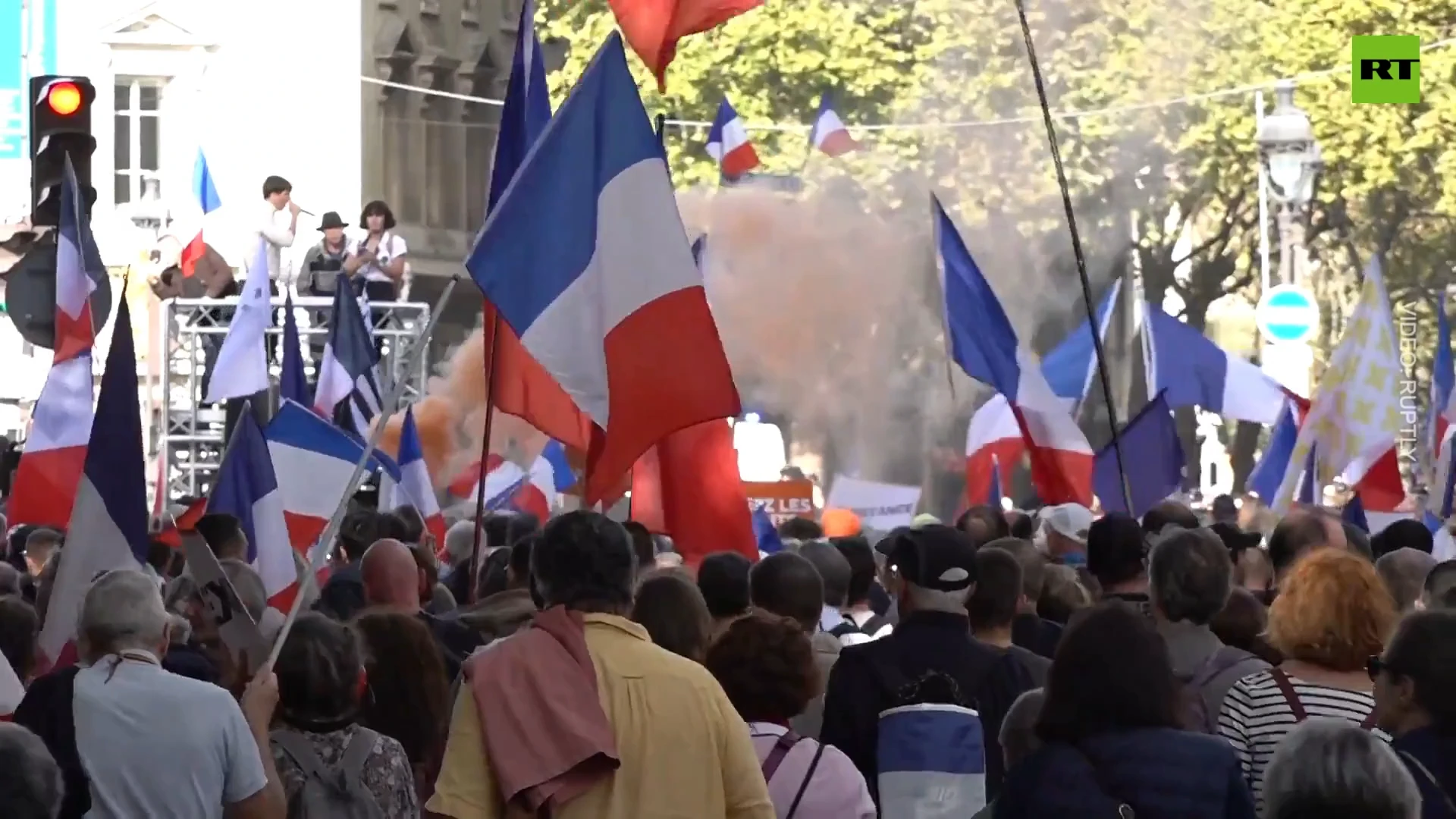 Les Patriotes party supporters rally in Paris against NATO and sanctions on Russia