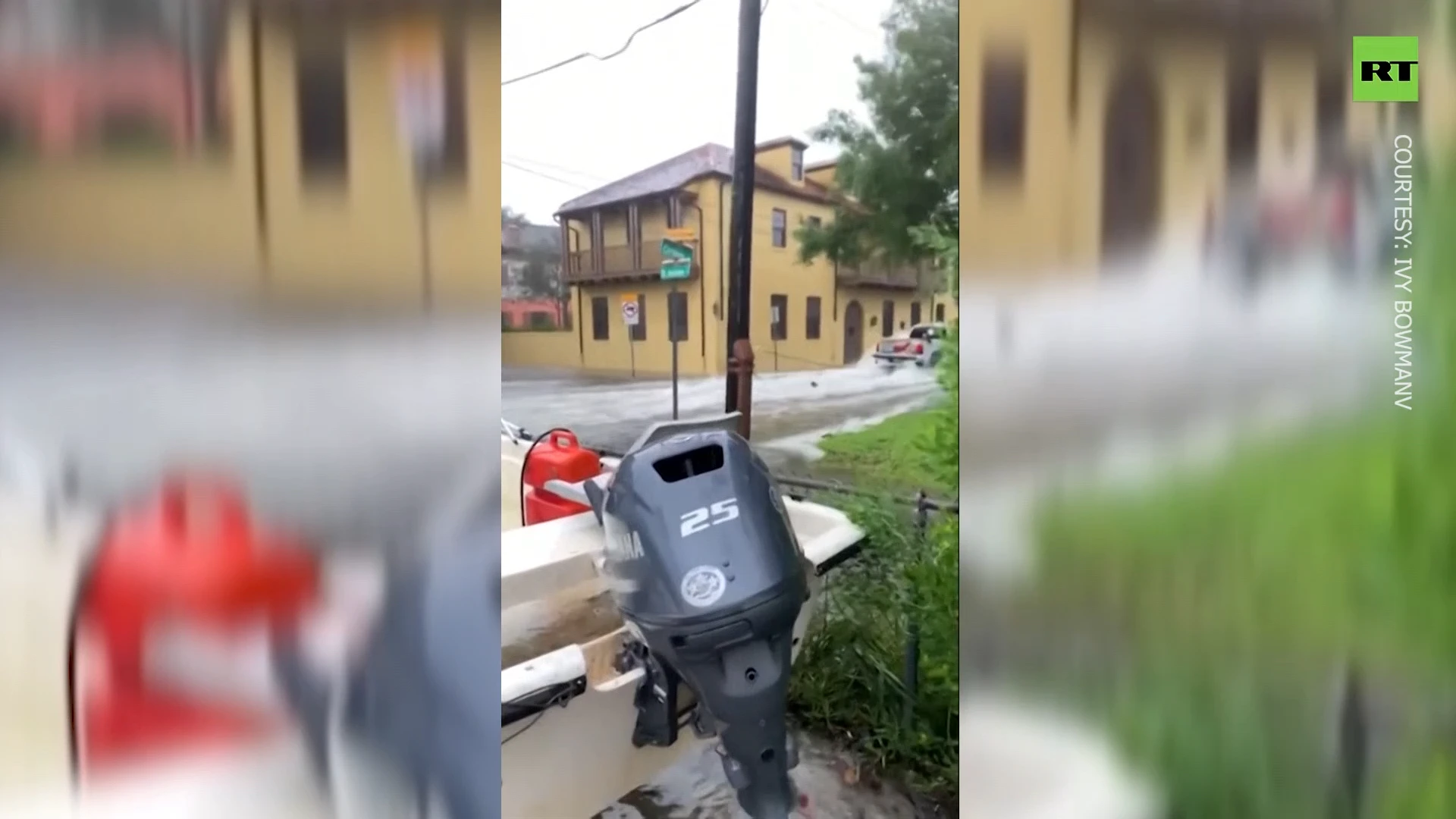 Florida man WAKEBOARDS in flooded street after hurricane Ian