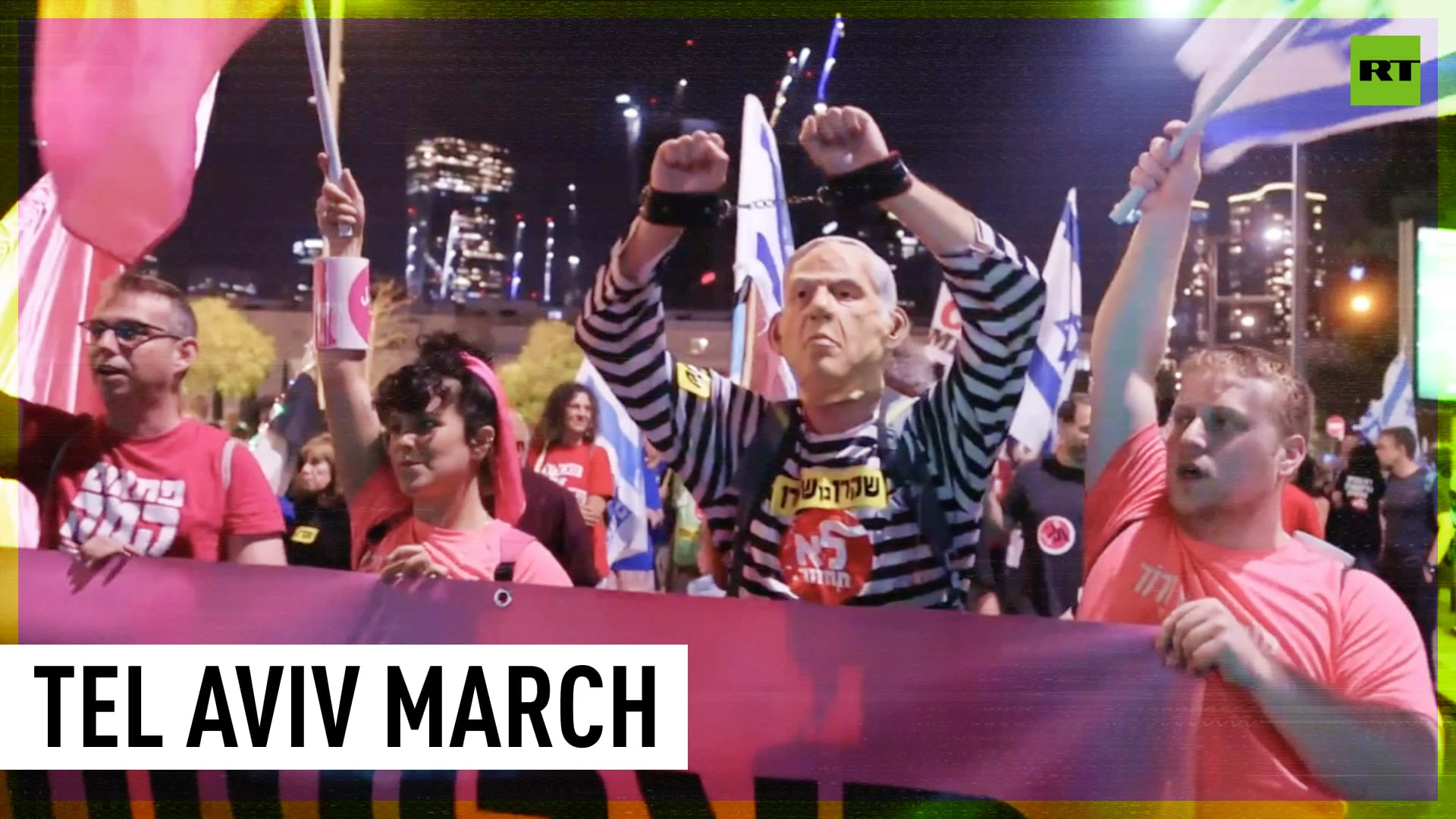 Anti-Netanyahu protesters march in Tel Aviv