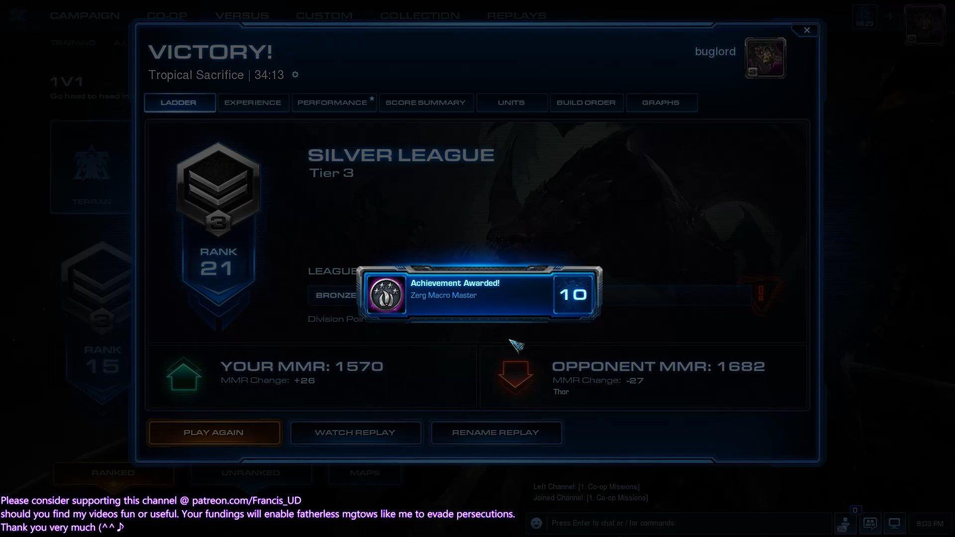 zerg v terran another narrow victory, zerg macro master achievement unlocked