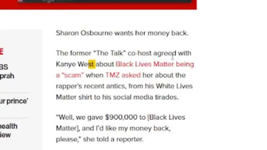 OZZY'S WIFE WANTS $900K BACK FROM BLACK LIVES MATTER "SCAM"