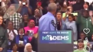 BARRY GETTING FUSTRAITED AS ENTIRE CROWD AT STATIUM CHANTS FUCK JOE BIDEN