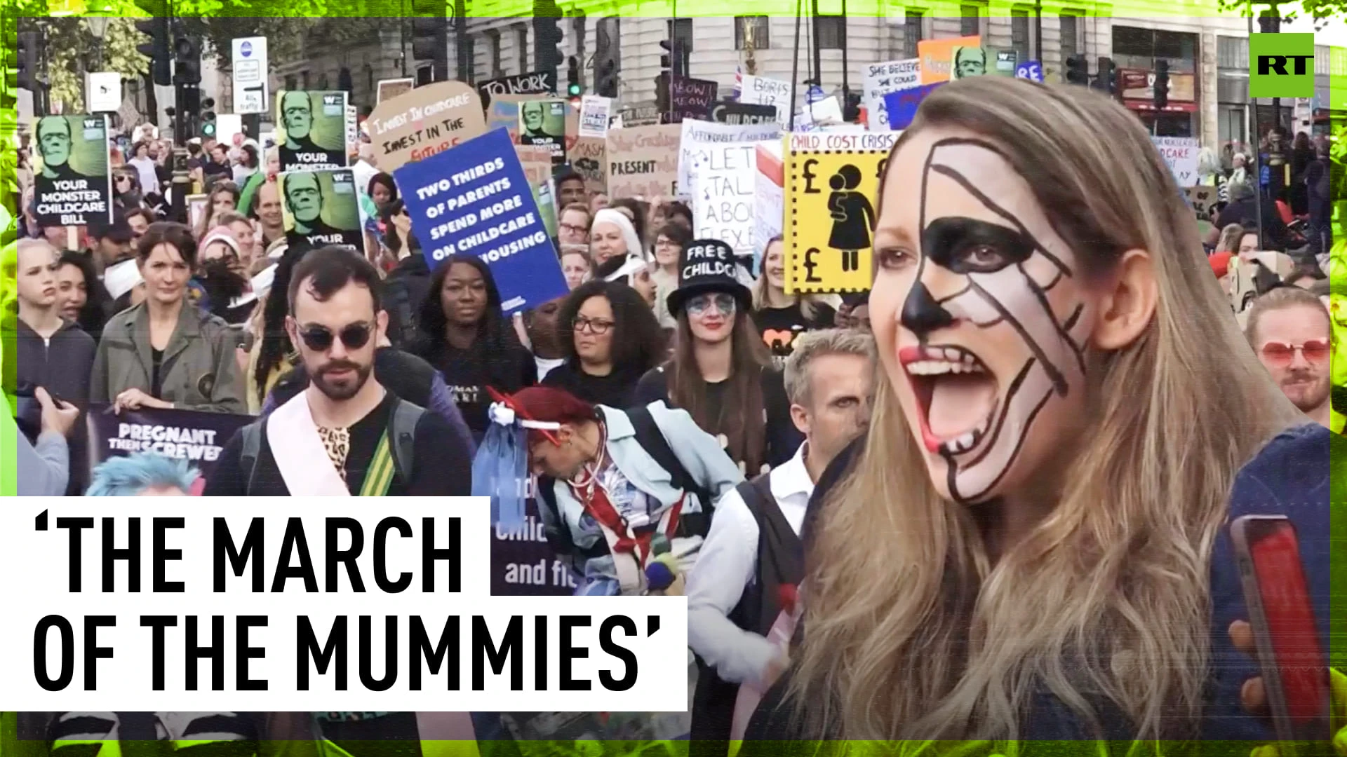 Thousands gather in London for ‘March of the Mummies’ protest over childcare costs