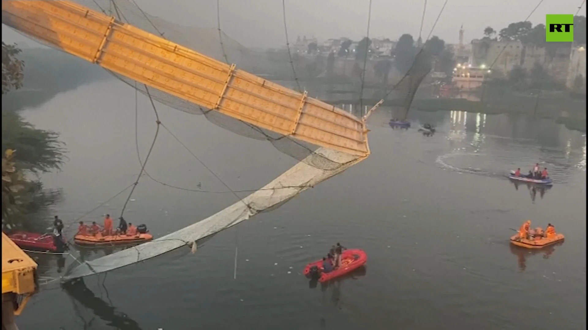 Search and rescue efforts continue at site of bridge collapse in Indian state of Gujarat