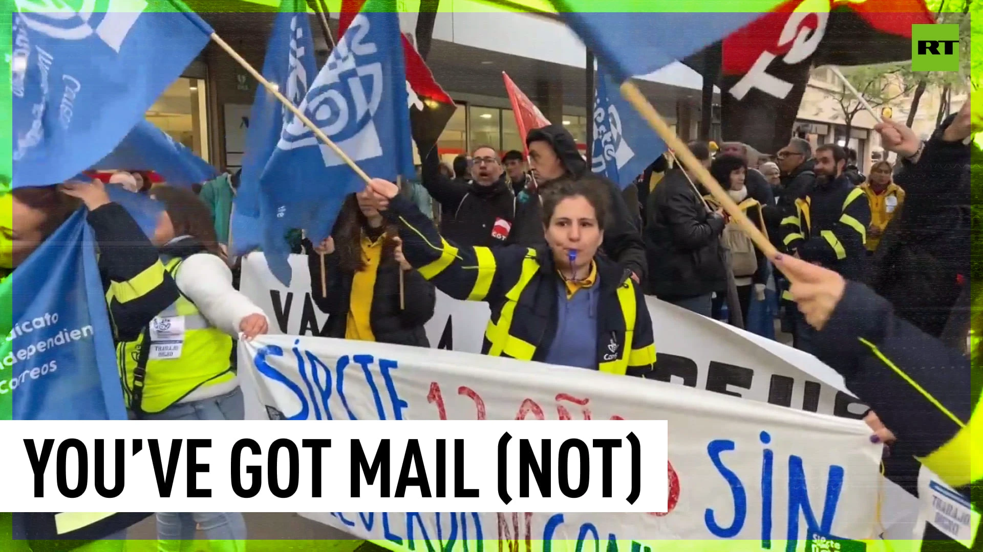 Post workers protest, block traffic in Barcelona